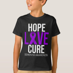 Dementia Awareness Hope Love Cure Purple Ribbon He T-Shirt