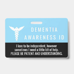 Dementia Awareness ID patience pvc badge