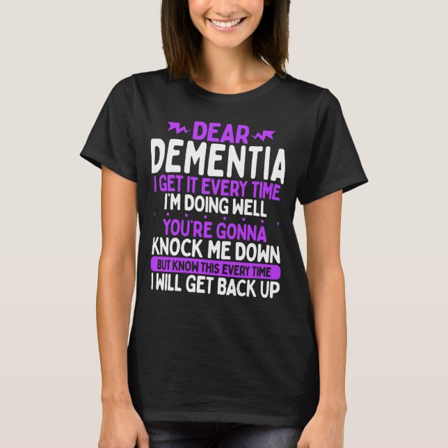 Dementia Awareness Month Purple Alzheimers Ribbon T-Shirt (Front)