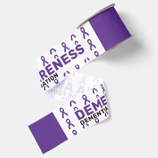 Dementia Awareness Pattern Ribbon Grosgrain Ribbon (Front+Back)