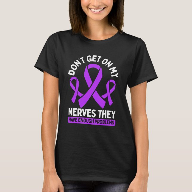 Dementia Awareness Purple Ribbon Alzheimers T-Shirt (Front)