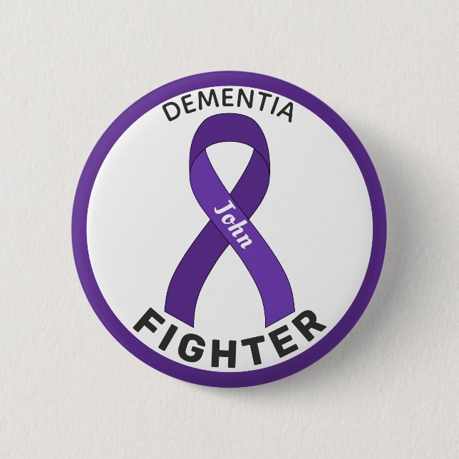Dementia Fighter Ribbon White Button (Front)