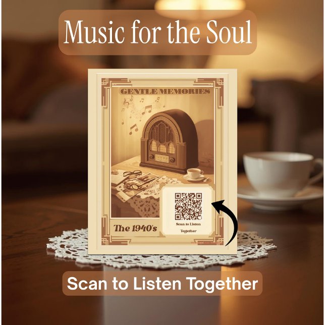 Dementia Memory Plaque with 1940s Music Playlist (Help seniors connect with the past through a 1940s music therapy sign with a scannable Spotify code.)