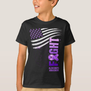 Dementia purple ribbon american flag alzheimer’s T-Shirt