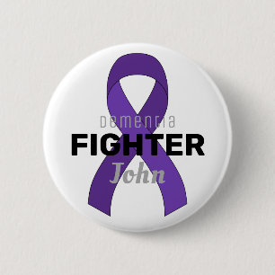 Dementia Ribbon White Button