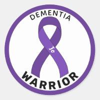 Dementia Warrior Ribbon White Round Sticker