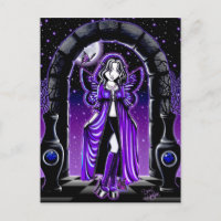 "Demi" Gothic Blue Butterfly Fairy Art Postcard