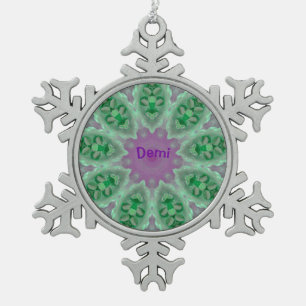 DEMI ~ Personalised Luminous Christmas Fractal ~ Snowflake Pewter Christmas Ornament