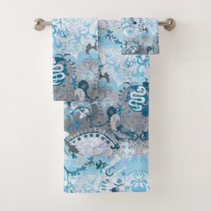 Demiboy Dragon Damask - Stylish Pride Flag Colours Bath Towel Set