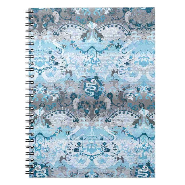 Demiboy Dragon Damask - Stylish Pride Flag Colours Notebook (Front)