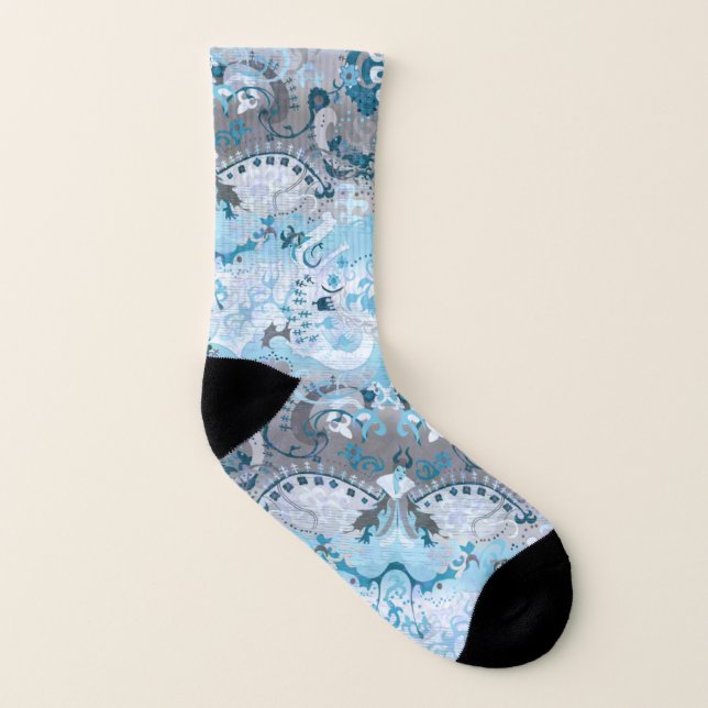 Demiboy Dragon Damask - Stylish Pride Flag Colours Socks (Left Inside)