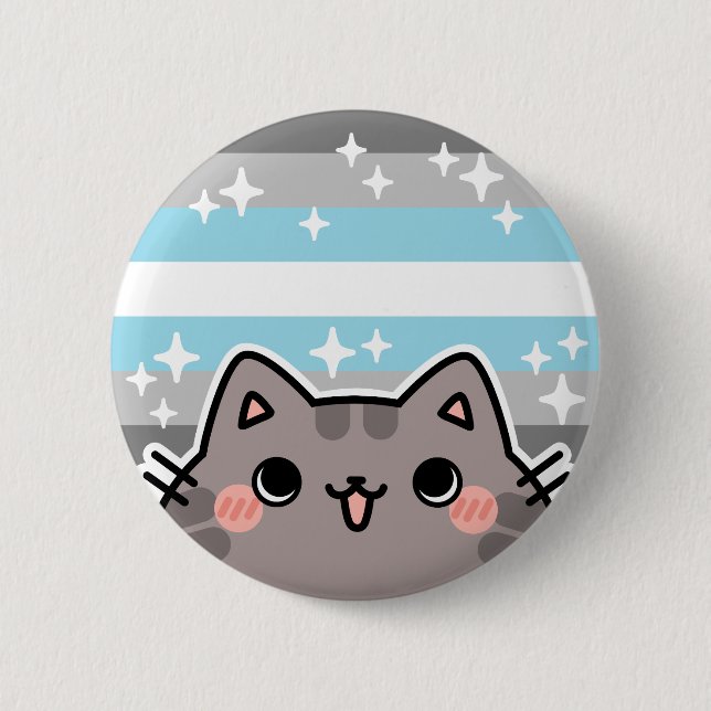 Demiboy LGBT Pride Flag Cat Button (Front)