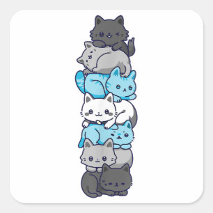Demiboy Pride Cat LGBT Demi Boy Flag Stuff Cute Ka Square Sticker
