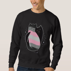 Demigirl Cat Flag Nonbinary Transgender LGBT Black Sweatshirt