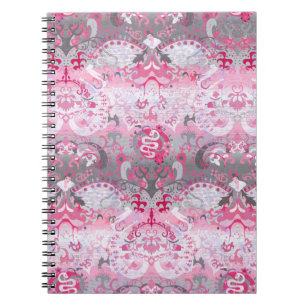 Demigirl Dragon Damask - Stylish Pride Flag Colour Notebook