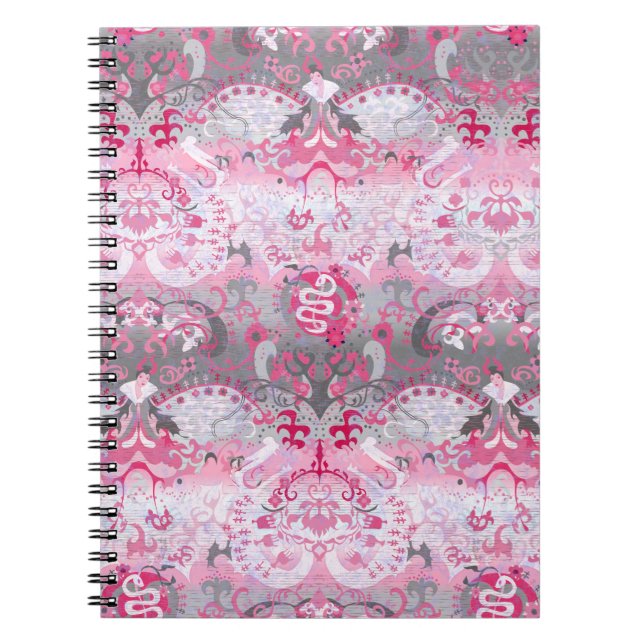 Demigirl Dragon Damask - Stylish Pride Flag Colour Notebook (Front)