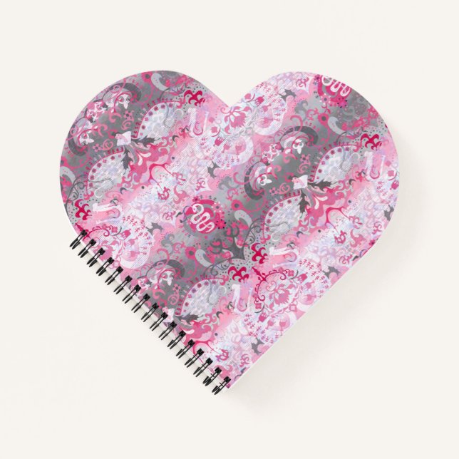 Demigirl Dragon Damask - Stylish Pride Flag Colour Notebook (Front)