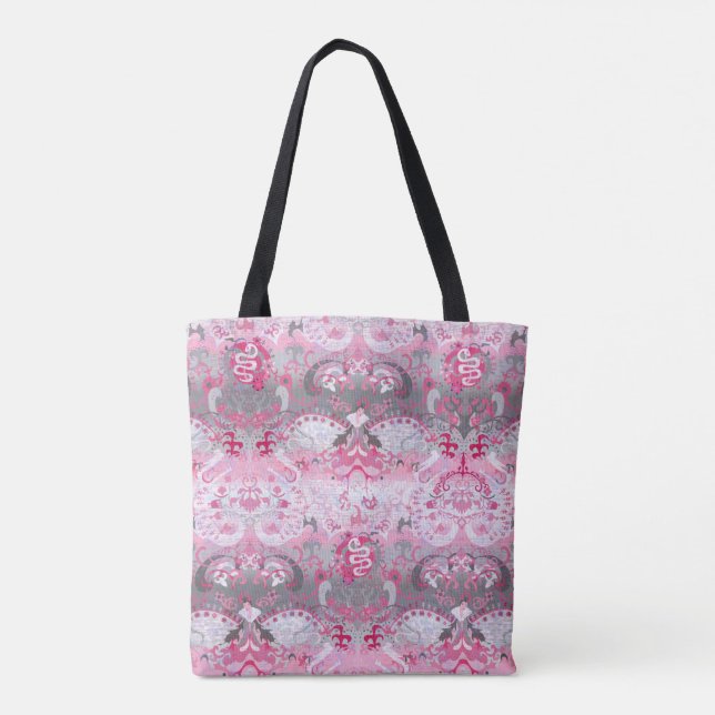 Demigirl Dragon Damask - Stylish Pride Flag Colour Tote Bag (Back)