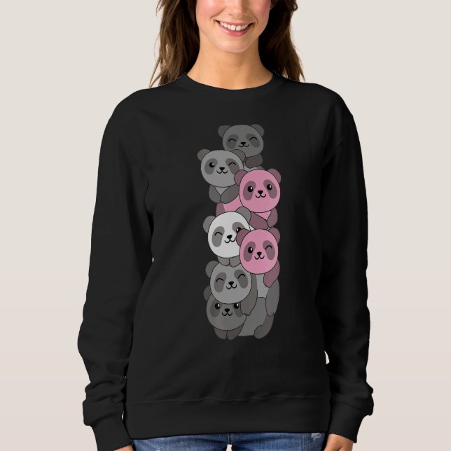 Demigirl Flag Pile Pride Lgbtq Pandas Cute Demigir Sweatshirt (Front)
