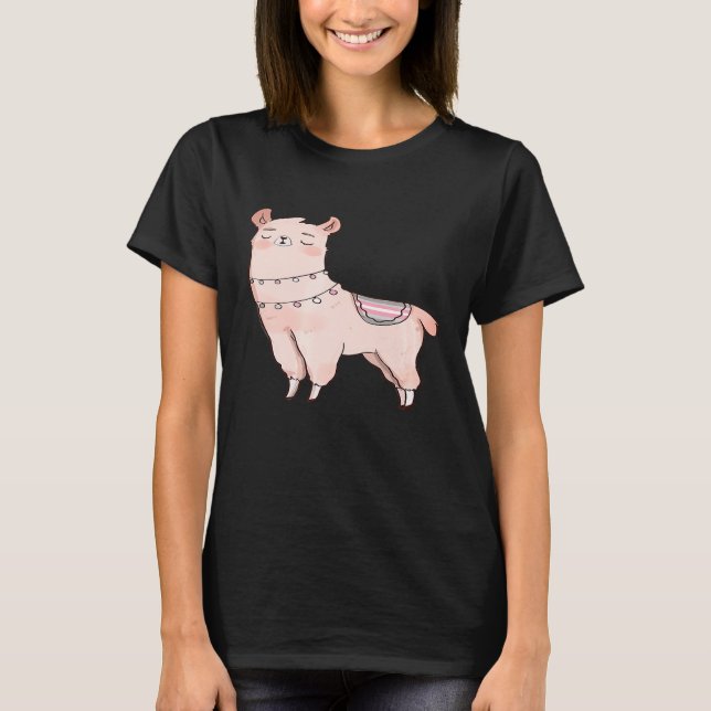 Demigirl Llama Cute Animal Alpaca LGBTQIA Enby Pri T-Shirt (Front)
