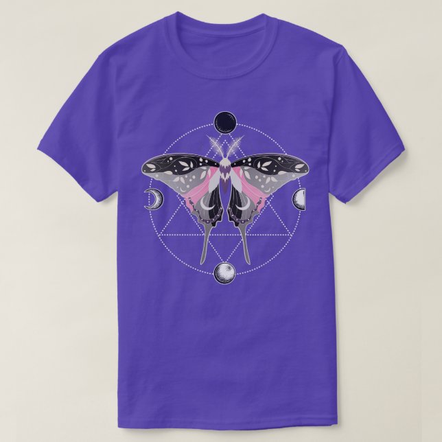 Demigirl Luna Moth Celestial  LGBT Pride Flag T-Shirt (Design Front)