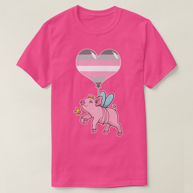 Demigirl Pig Fairy  Nonbinary Gender  T-Shirt (Design Front)