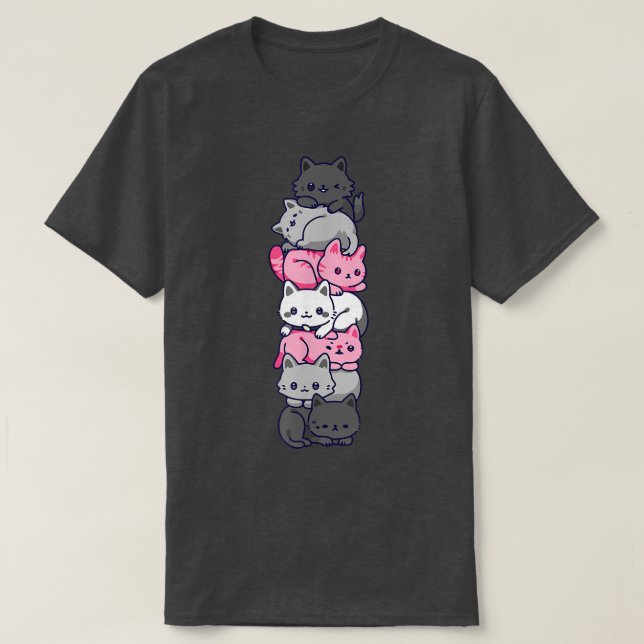 Demigirl Pride Cat LGBT Demi Girl Flag Cute Kawaii T-Shirt (Design Front)