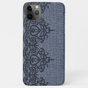 *~* Demin and Black Lace Girly Romantic Case-Mate iPhone Case