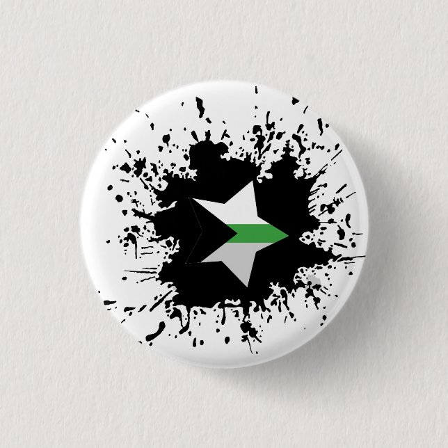 Demiromantic Pride Flag Ink Splash Star 3 Cm Round Badge (Front)