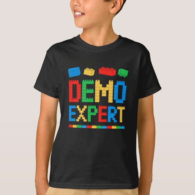 Demo Expert Master Builder Block Building Brick Bu T-Shirt (Front)