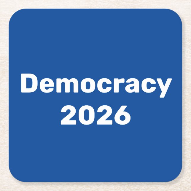 Democracy 2026 Midterm Election Square Paper Coaster (Front)