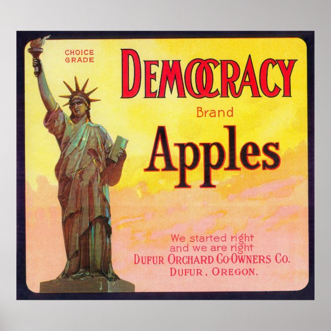 Democracy Apple Crate LabelDufur, OR Poster (Front)