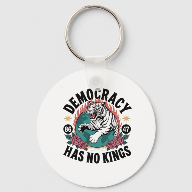Democracy Has No Kings 86 47 Tiger Key Ring (Front)