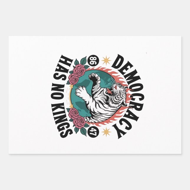 Democracy Has No Kings 86 47 Tiger Wrapping Paper Sheet (Front)