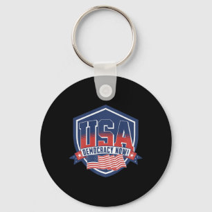 Democracy Now Vote Kamala Harris 2024 Democrat Usa Key Ring