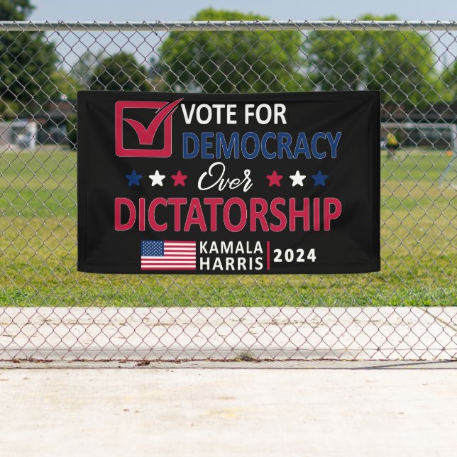 Democracy Over Dictatorship - Vote Harris 2024 Banner (Insitu)