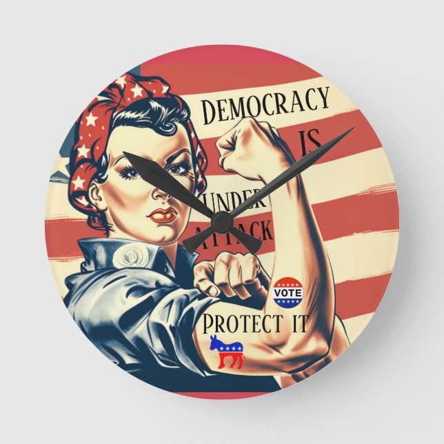 Democracy/ Protect It Wall Clock (Front)