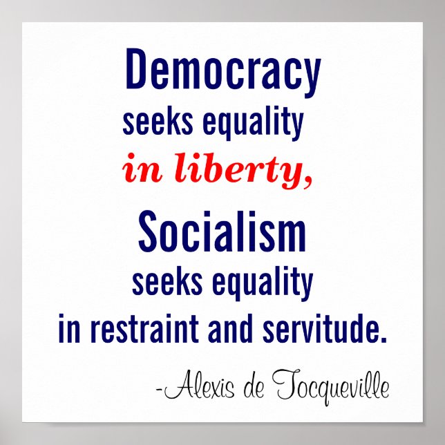 Democracy seeks equality in liberty poster (Front)