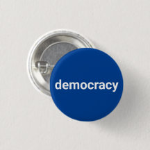 Democracy simple minimalist text white and blue