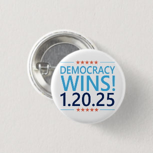 Democracy Wins Kamala Harris 1.20.25 3 Cm Round Badge