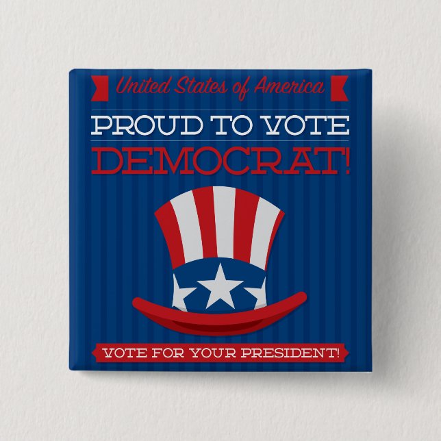 Democrat 15 Cm Square Badge (Front)
