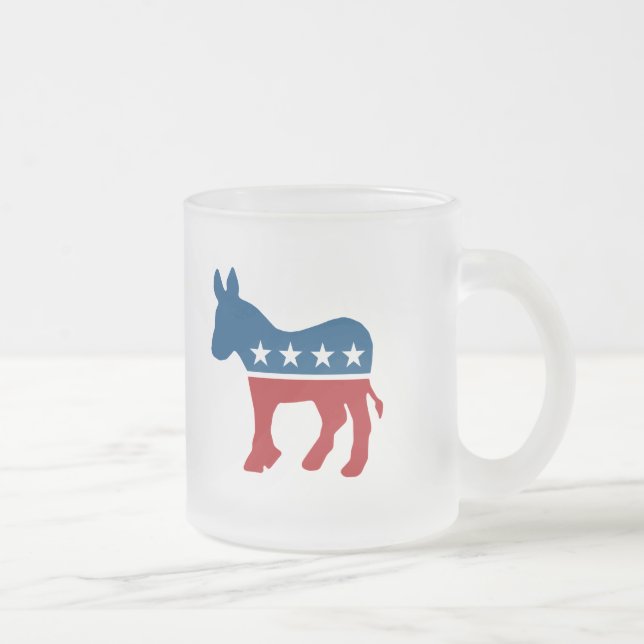 Democrat Donkey Frosted Glass Coffee Mug (Right)