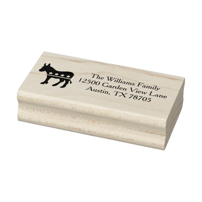 Democrat Donkey Political Blue Return Address Rubber Stamp (Stamp)