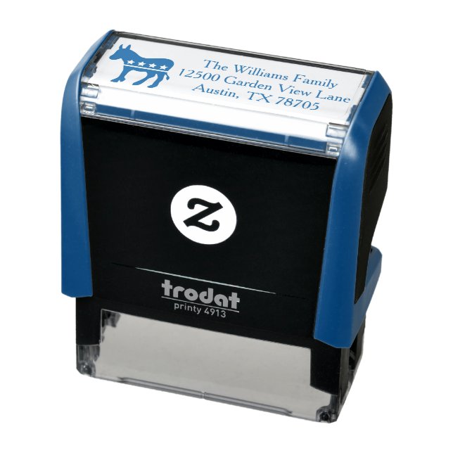 Democrat Donkey Political Blue Return Address Self-inking Stamp (Product)