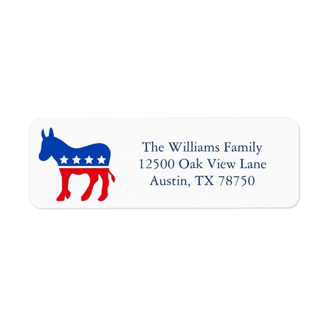 Democrat Donkey Political Party Return Address (Front)