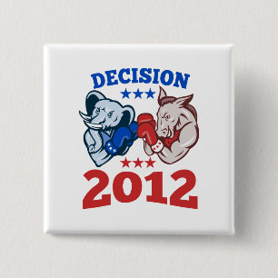 Democrat Donkey Republican Elephant Decision 2012 15 Cm Square Badge