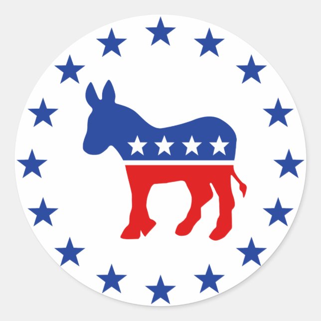 Democrat Donkey Round Sticker (Front)