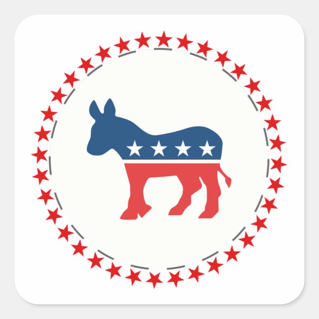 Democrat donkey square sticker (Front)