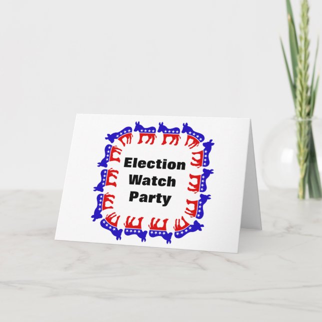 Democrat Election Watch Party Card (Front)