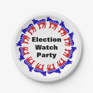 Democrat Election Watch Party Paper Plate